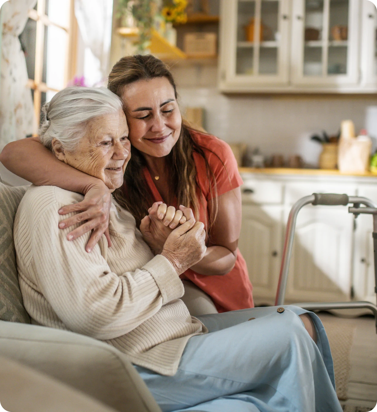 Warm family moment in comfortable home setting