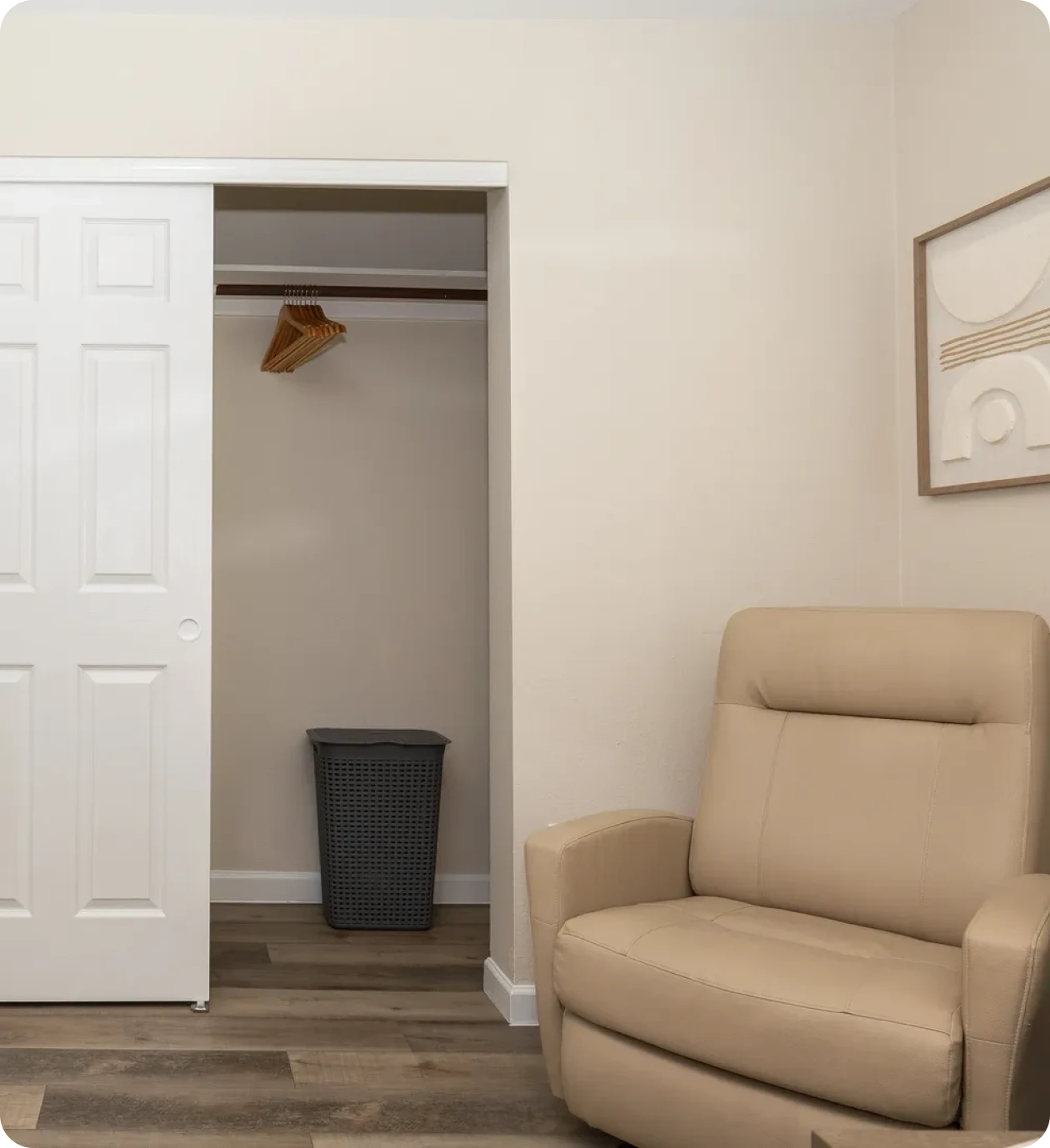 Cozy corner with chair and closet