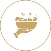 Golden bowl of fruit illustration